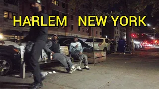 EXPLORING THE REAL STREETS OF HARLEM NEW YORK / WALKING AT NIGHT