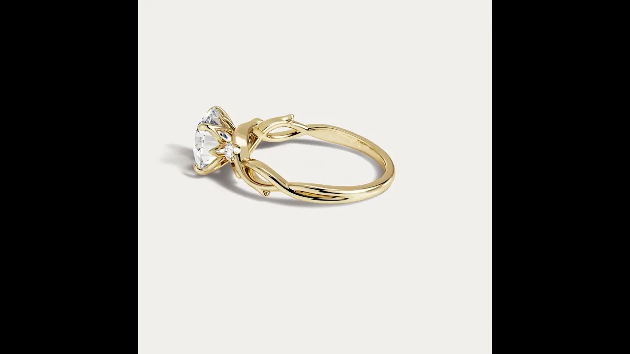 Elinor丨Round Cut Lab Diamond Intertwined Accent Engagement Ring
