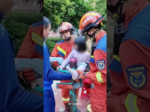 She Trapped in Spinning Playground Ring Rescued Just in Time 😱🚒