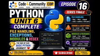 Python Basics Episode 16 Unit 6 The FINAL Episode of Basic Python Code4Community CDP