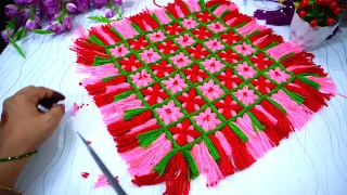 बची हुई ऊन से बनाए कुछ नया 😱😱,,  New Frame Wala Table Mat / #knittercrafteryogita #woolentablemat 