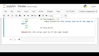 Value Error All arrays must be of the same length Python Data Science Pandas Aryadrj