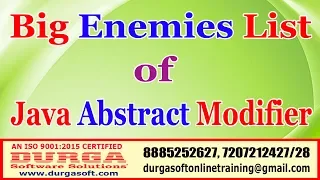 Java Tutorials Big Enemies List of Java Abstract Modifier by DURGA Sir