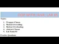 Lab 5 Java Wrapper Classes Overriding Abstract Classes