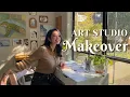 TRANSFORMING MY SUNROOM INTO AN ART STUDIO oil paint with me studio makeover dreamy art vlog