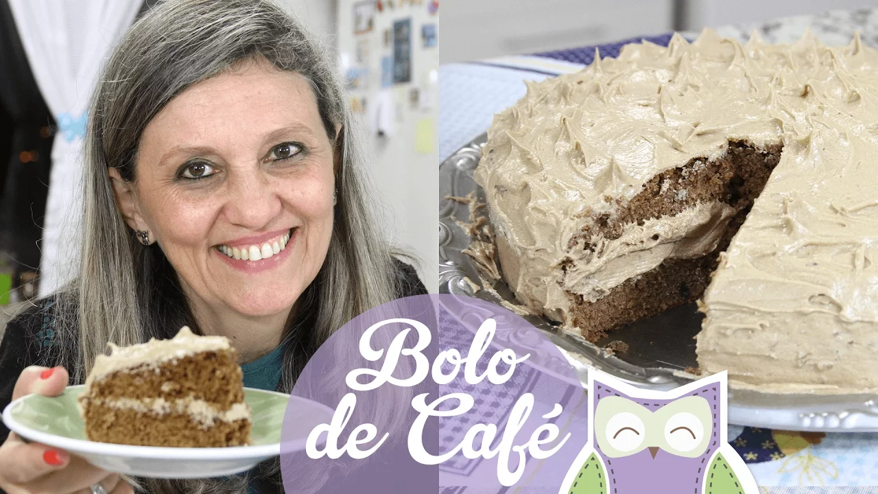 BOLO DE CAFÉ (COM RECHEIO E COBERTURA DE CREME DE MANTEIGA) RECEITAS DA MÃE CORUJA #82