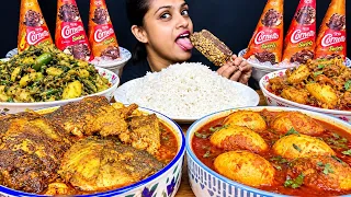Duck Egg Curry Fish Curry 2 Sabji Rice Ice Cream Cornato Eating 