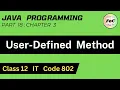 Java Program Class 12 User defined method Unit 3 Information Technology IT Code 802