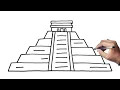 how to draw mesoamerican pyramid easy for kids Step by Step Tutorial