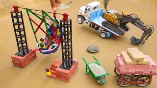 DIY Mini Swing Ride Construction | Mini Truck & Excavator Science Project