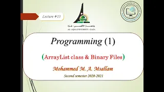 Lecture ArrayList Class and Binary Files