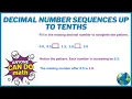 Number Sequences Up To Tenths