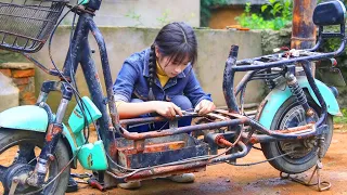 💡天才女孩修复报废的电动车!全车只有架子能用,修复如新!Genius girl repairs a scrapped electric car!|林果儿