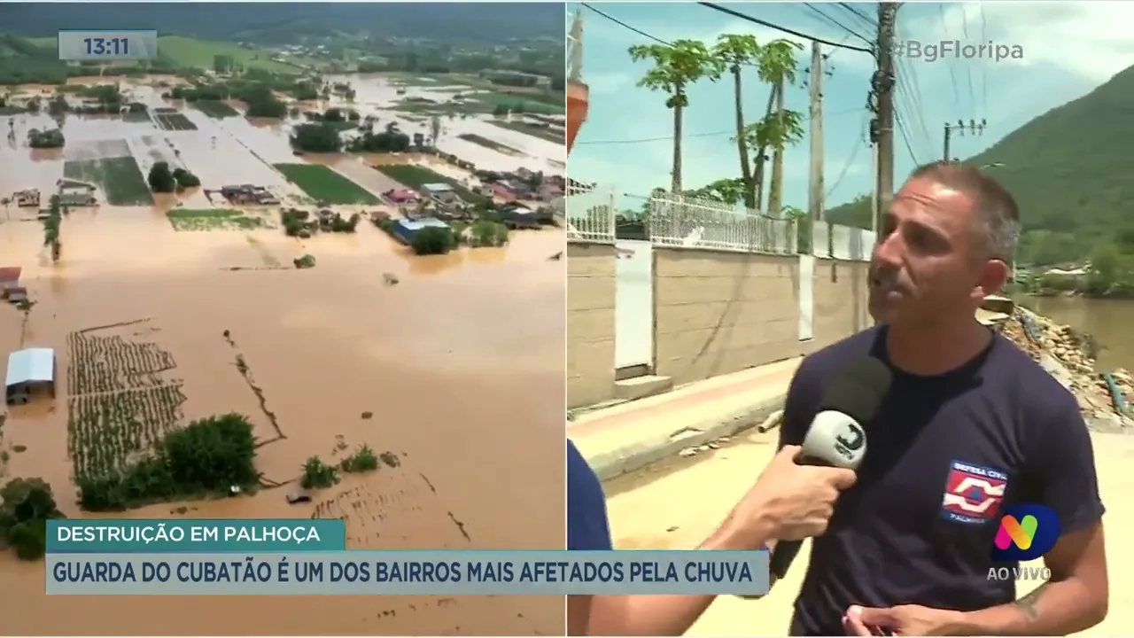 Acompanhe o rescaldo da chuva em Palhoça, na Grande Florianópolis