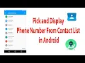 How to Pick and Display Phone Number From Contact List in Android