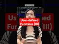 Part 3 How to write user-defined functions