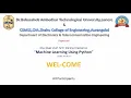 STTP on Machine Learning Using Python Day 1 Session