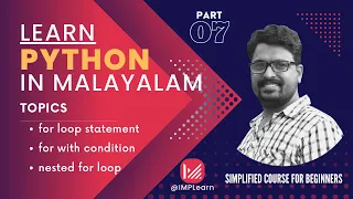 For loop statement in python Learn Python in Malayalam Lecture 7