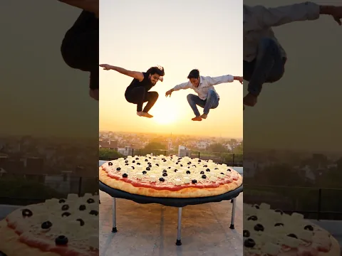 JUMPED ON HUGE TRAMPOLINE PIZZA 🫡