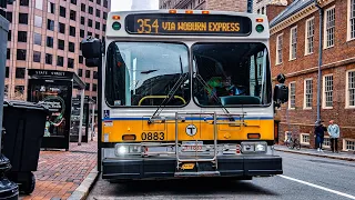 Riding the full MBTA express route 354 to Burlington via Woburn