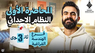 المحاضرة الأولي للصف الثالث الثانوي فرع الهندسة الفراغية النظام الاحداثي ثلاثي الأبعاد رياضيات 