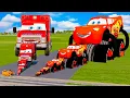 Download Lagu Big \u0026 Small Monster Double Wheels: Lightning McQueen VS Fire Truck McQueen VS Train | BeamNG.drive