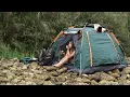 Download Lagu YOUNG GIRL SOLO CAMPING IN HEAVY RAIN AND BATH IN BEAUTIFUL WATERFALL