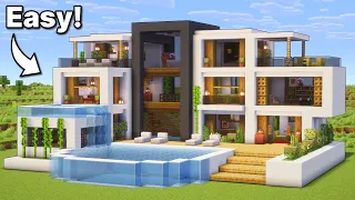 Minecraft How to Build a Large Modern House Tutorial