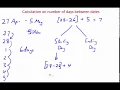 Calculation of number of days between dates