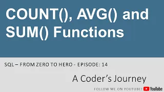 SQL Tutorial - COUNT AVG and SUM Functions