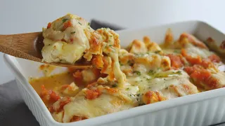 【豆腐がごちそうに♡トマトとカレーのとろ～りチーズ焼き】