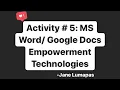 Activity 5 MS Word Google Docs Empowerment Technologies