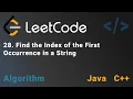 28 Find the Index of the First Occurrence in a String - Leetcode Java C Medium Algorithm