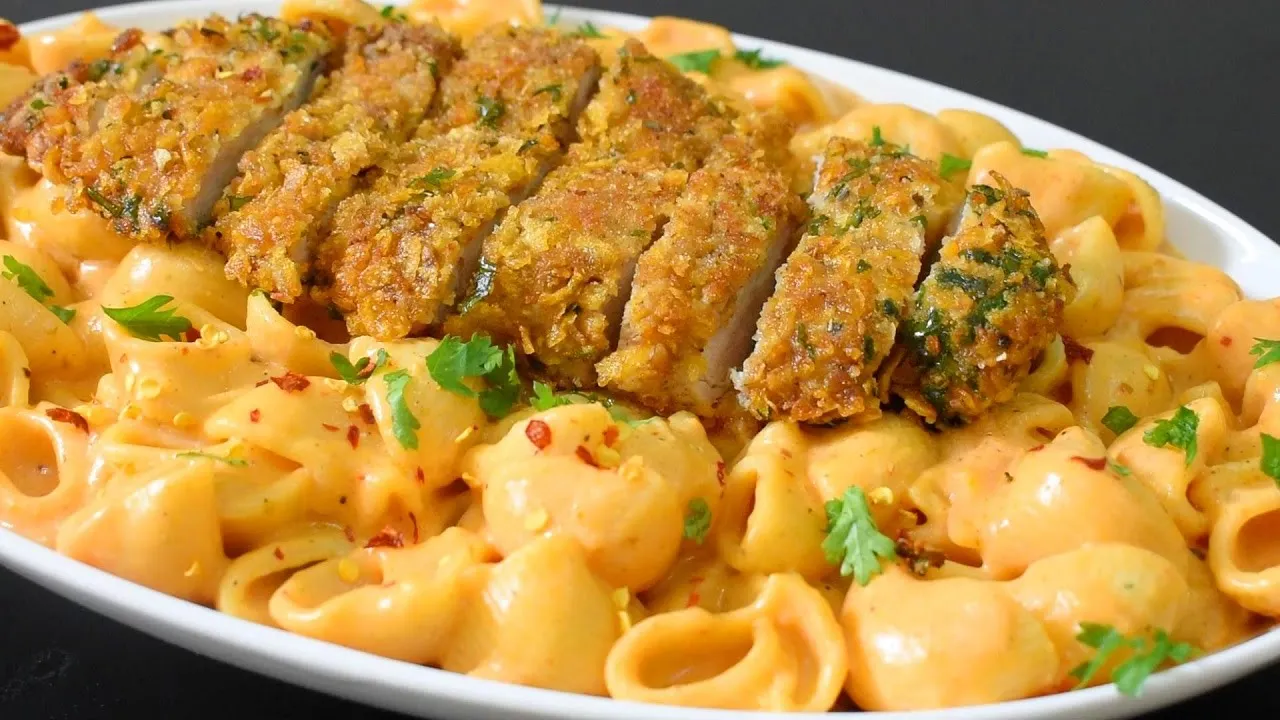 Crispy fried chicken aur Restaurant-Style Creamy PINK SAUCE PASTA With Tips ll Spicy Pasta Recipe