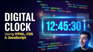 Digital Clock using HTML CSS JavaScript Real-Time Clock Project Beginner Friendly