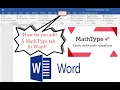 How do you add a MathType tab in Word Add MathType tab in Toolbar in Word