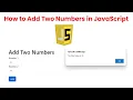 How to Add Two Numbers in JavaScript Tamil Tutorial