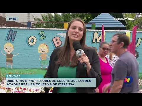 Diretoria e professores da creche que sofreu ataque realizam coletiva de imprensa em Blumenau