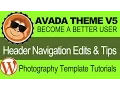 Avada theme tutorials version 5 photography control header navigation