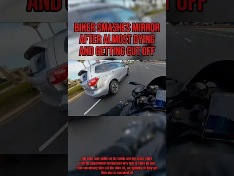 Biker Smashes Mirror After Almost Dying And Getting Cut Off @gers.blckr6 on IG #biker#roadrage#karen