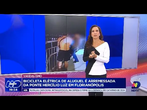 Bicicleta elétrica de aluguel é arremessada da Ponte Hercílio Luz em ato de vandalismo