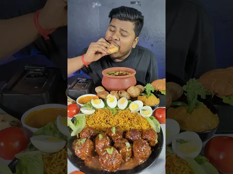 Eating Pani Puri Kachori Maggi with Manchurian Challenge | Fast Food Eating #shorts #foodchallenge