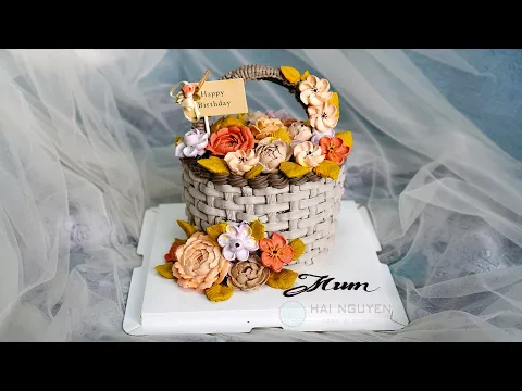 Download MP3 How To make Beautiful Basket Flower Cake| Trang Trí Bánh Giỏ Hoa Đẹp Với Hoa Kem Topping