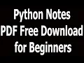 Python Notes PDF Free Download for Beginners