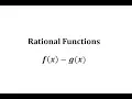 Function Arithmetic Subtract f x -g x with Rational Functions