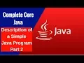 Complete Core Java - Description of a Simple Java Program Part 2