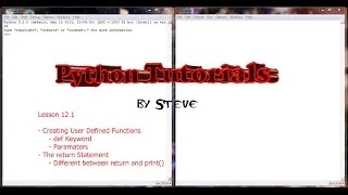 Python Tutorial v3 2 5 Lesson 12 1 - User Defined Functions and the Return Statement
