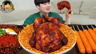 ASMR MUKBANG 직접 만든 양념 치킨먹방! 치즈스틱 짜파게티 레시피 FRIED CHICKEN AND BLACK BEAN NOODLES EATING SOUND!