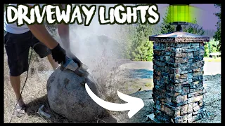 HOW TO BUILD STONE COLUMN DRIVEWAY LIGHTS START TO FINISH 