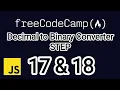 Freecodecamp Decimal to Binary converter TAGALOG Step 17 and 18